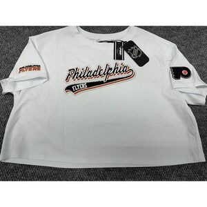 Philadelphia Flyers Women's Large Pro Standard White Script Tail Cropped T-Shirt